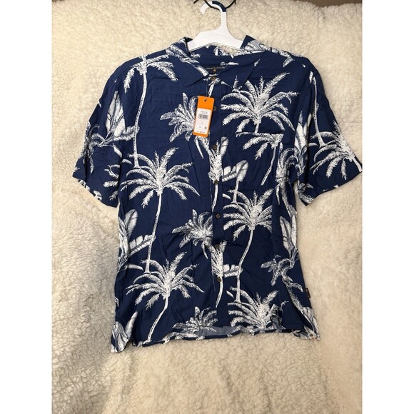 Margaritaville Casual Button Down Collared Men's Shirt Insignia Blue Palm Sz XL - Picture 3 of 4